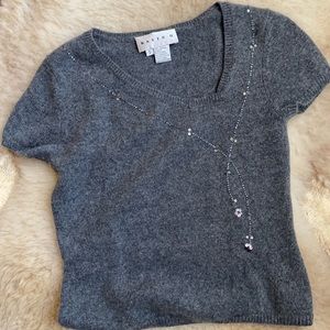 100% cashmere short sleeve sweater
